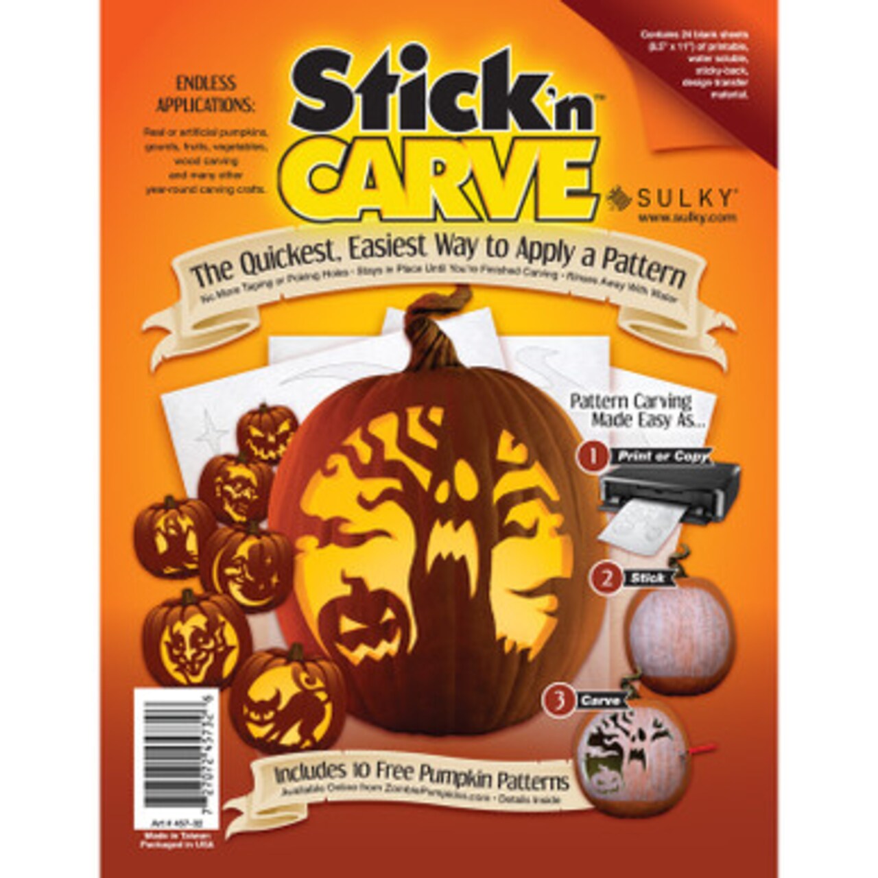 Stick ' n Carve - ProPack (24 Sheets) + 10 Free Pumpkin Patterns